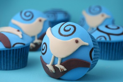 blue twitter cupcake